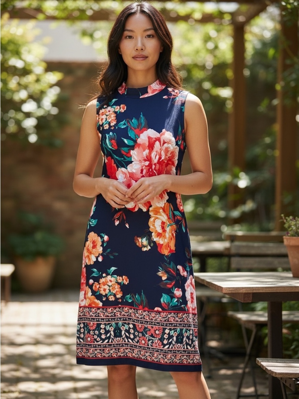 WEEKEND SALE- Tiana B Navy Floral Sleeveless Dress Size 12